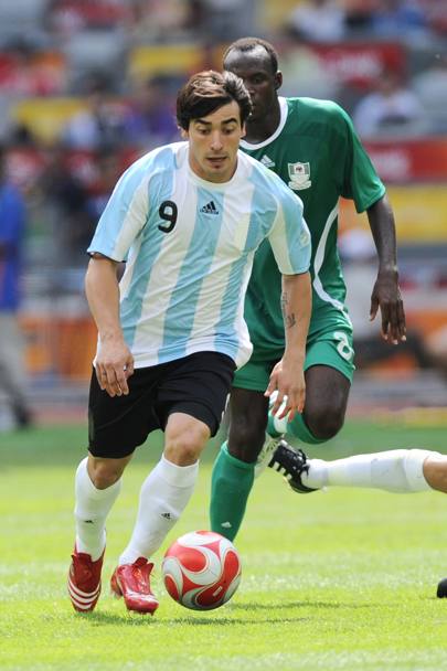 Pechino 2008. La Nazionale olimpica di calcio argentina batte in finale la Nigeria per 1-0 e conquista la medaglia d&#39;oro come quattro anni prima in Grecia (Lapresse)